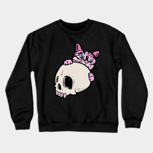 Cute Cat & Skull Pastel Goth Crewneck Sweatshirt